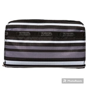 LeSportsac zip around Lily continental wallet striped nylon lightweight NWT